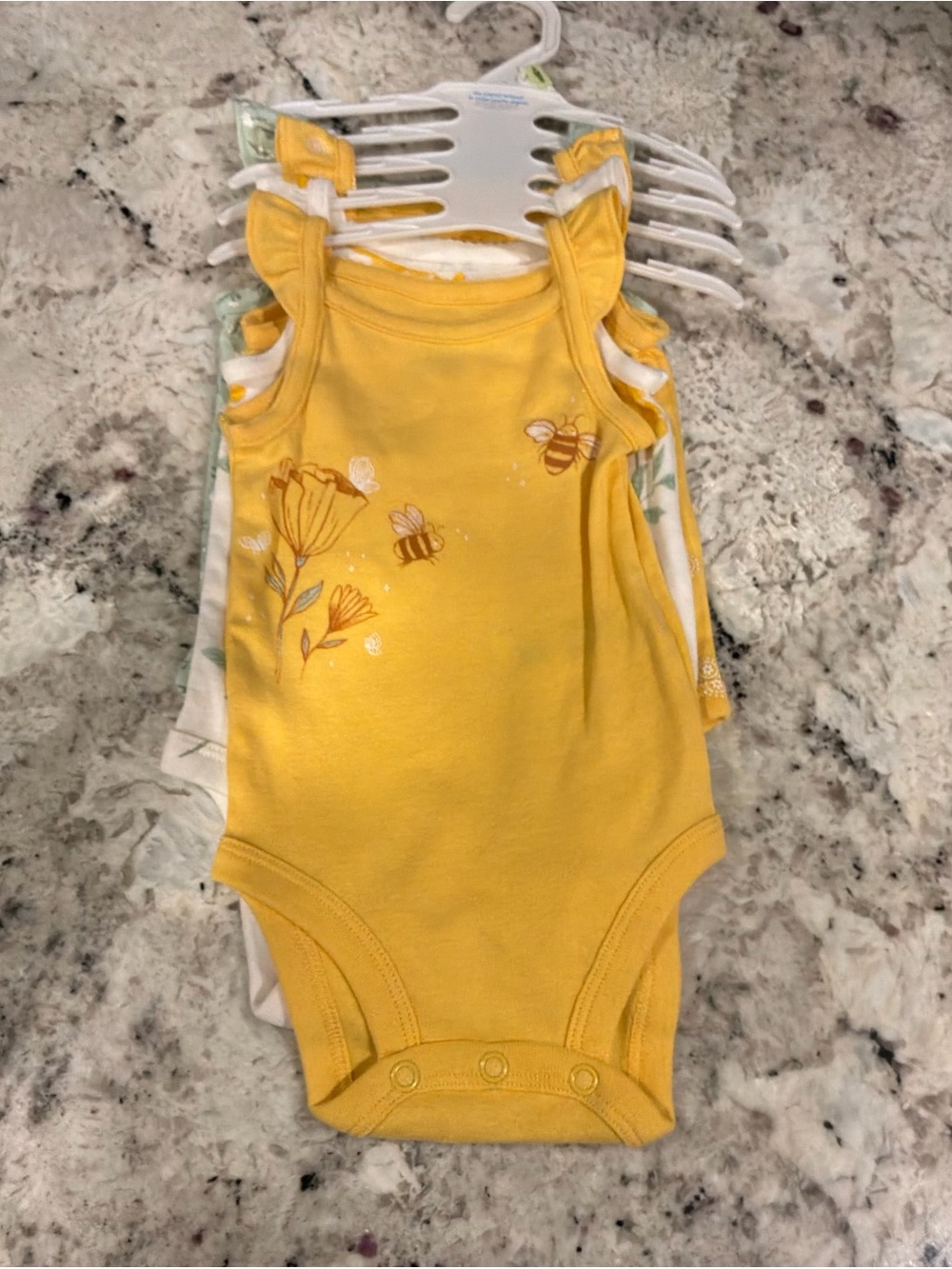 Carter's Yellow Bee & Floral Sleeveless One-Piece Bodysuit